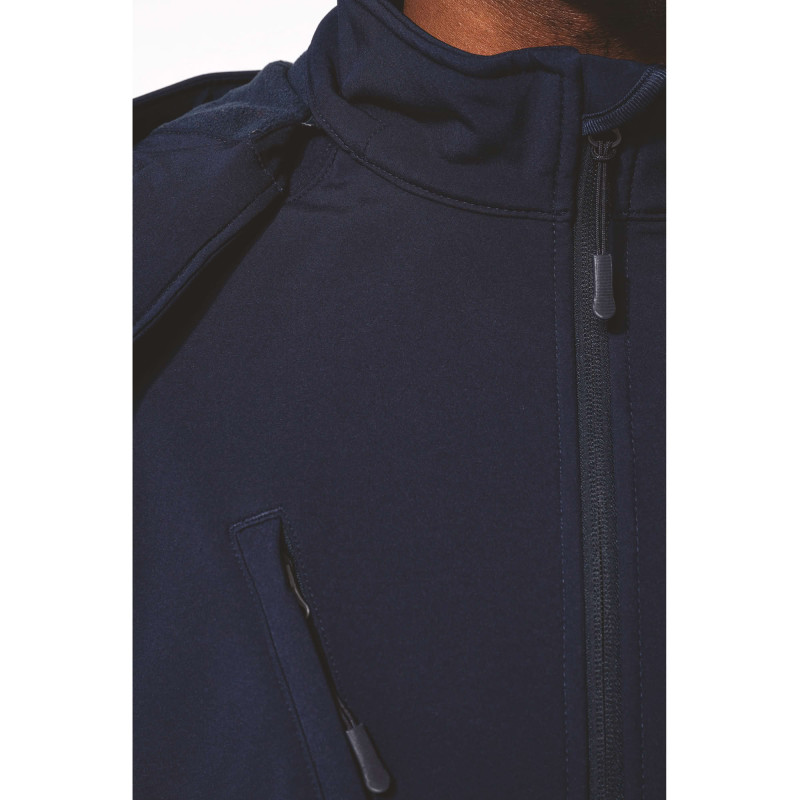 VESTE SOFTSHELL A CAPUCHE AMOVIBLE MARINE