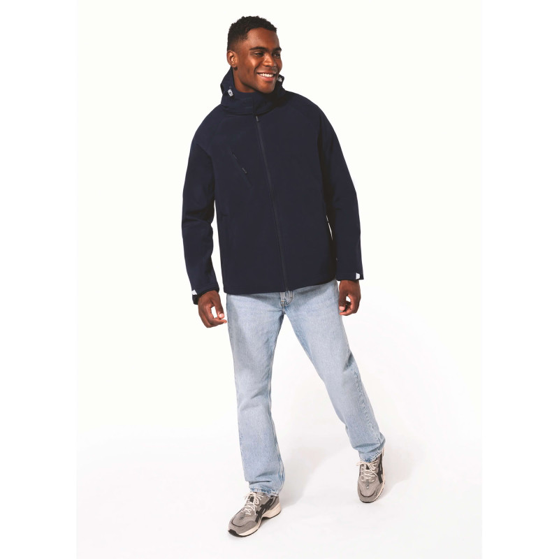 VESTE SOFTSHELL A CAPUCHE AMOVIBLE MARINE