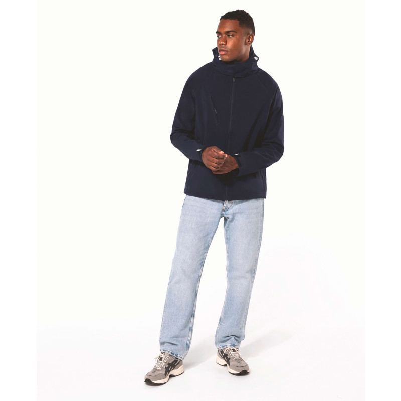 VESTE SOFTSHELL A CAPUCHE AMOVIBLE MARINE