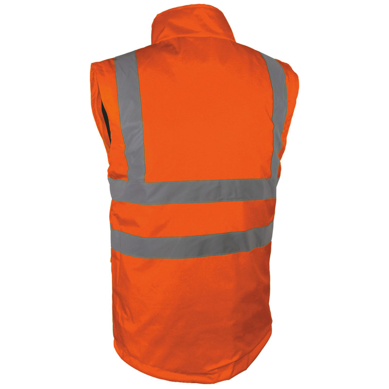 BLOUSON INTEMPERIES 2 EN 1 HAUTE VISIBILITE ORANGE MANCHES AMOVIBLES