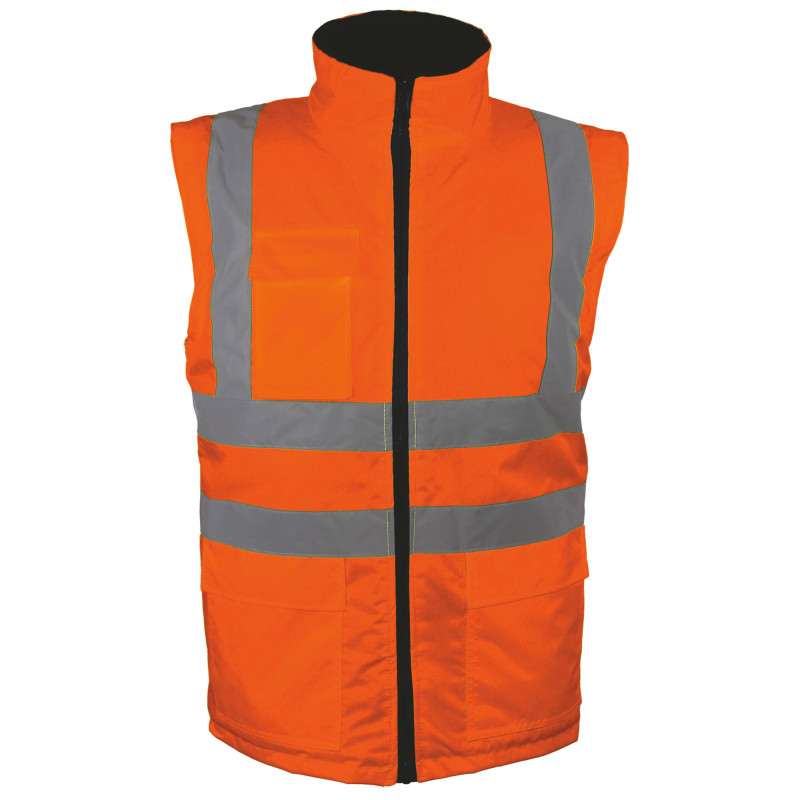 BLOUSON INTEMPERIES 2 EN 1 HAUTE VISIBILITE ORANGE MANCHES AMOVIBLES